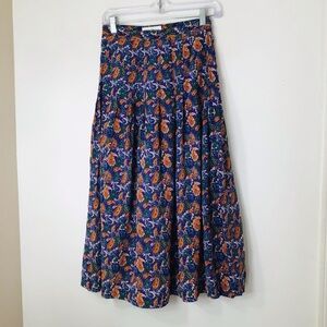 Freedburg vintage skirt USA women 4 blue purple orange floral midi maxi